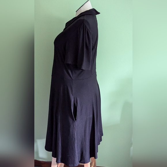 Black Babydoll Collared Dress - Picture 2 of 6